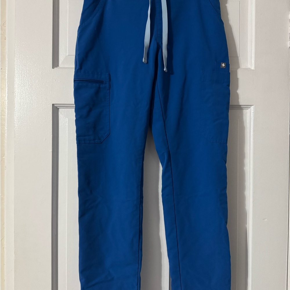 Figs Yola Elastic Waistband Skinny Scrub Pants in royal blue XS|P